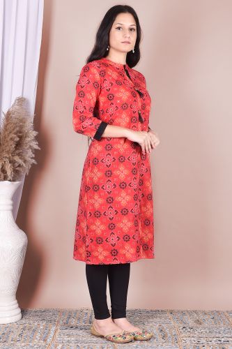 Women Multicolor Ethnic Motifs Printed Pure Cotton Straight Kurta