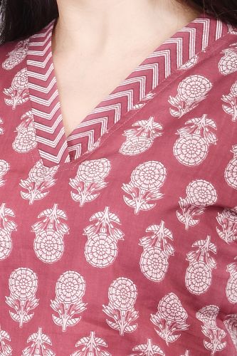Premium Cotton Wine Color Kurta with Palazzo Pants