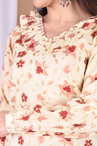 Off-White Floral Printed Casual Top