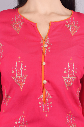 Printed Pink Kurta with Trouser