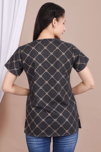 Black Gold Printed Cotton Top