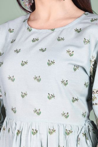 Gold Printed Grey Dress