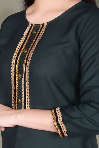 Solid Teal Green Ethnic Rayon Kurta