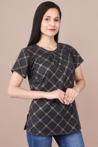 Black Gold Printed Cotton Top